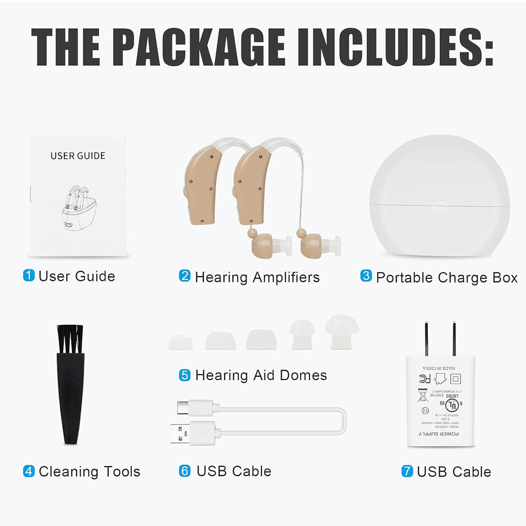 Rechargeable BTE Hearing Amplifier with Volume Control, Set of 2 H959