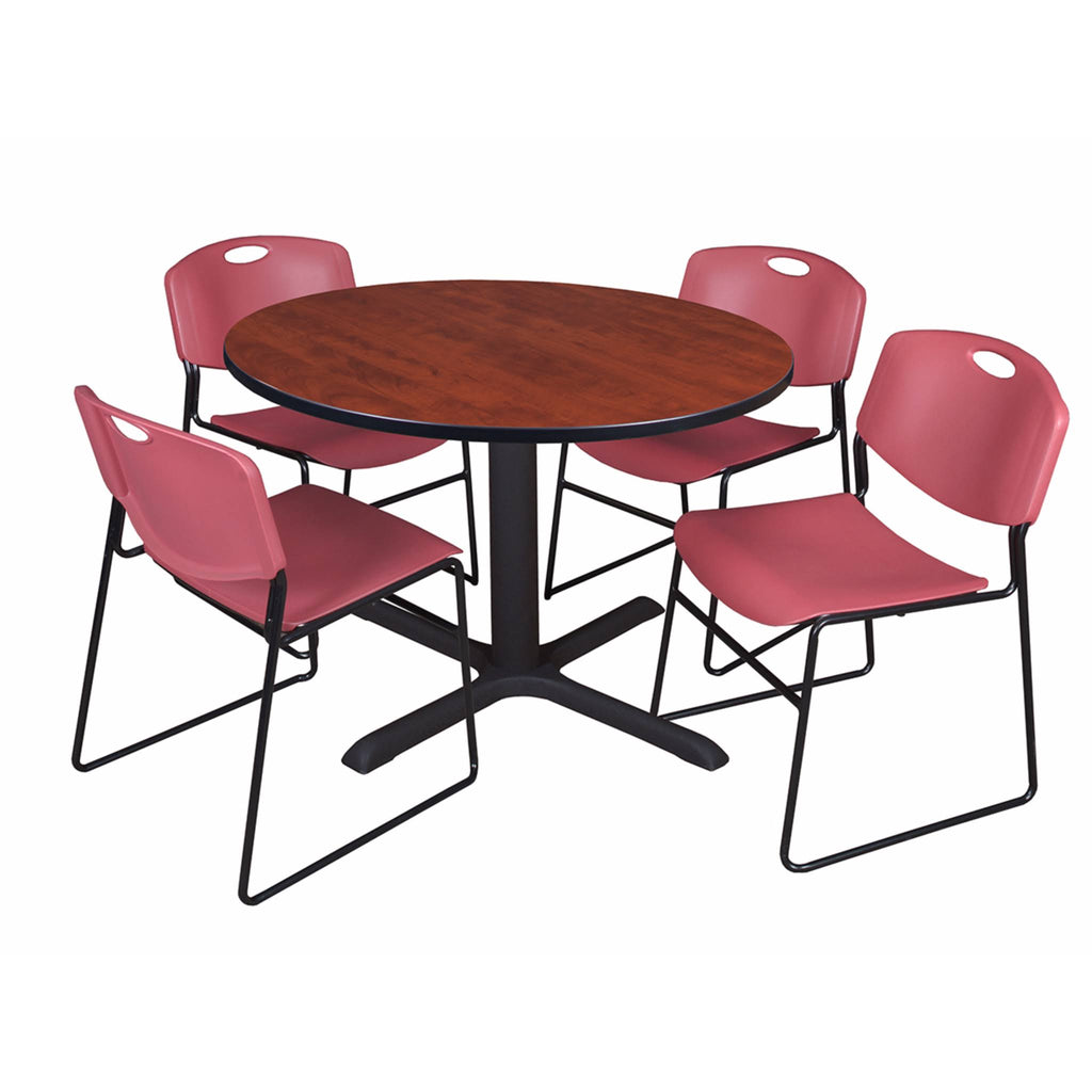 Round Breakroom Table with 4 Stack Chairs Y4245