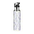 Purple Green Floral Stainless Steel Water Bottle with Straw Lid 20 OZ C688
