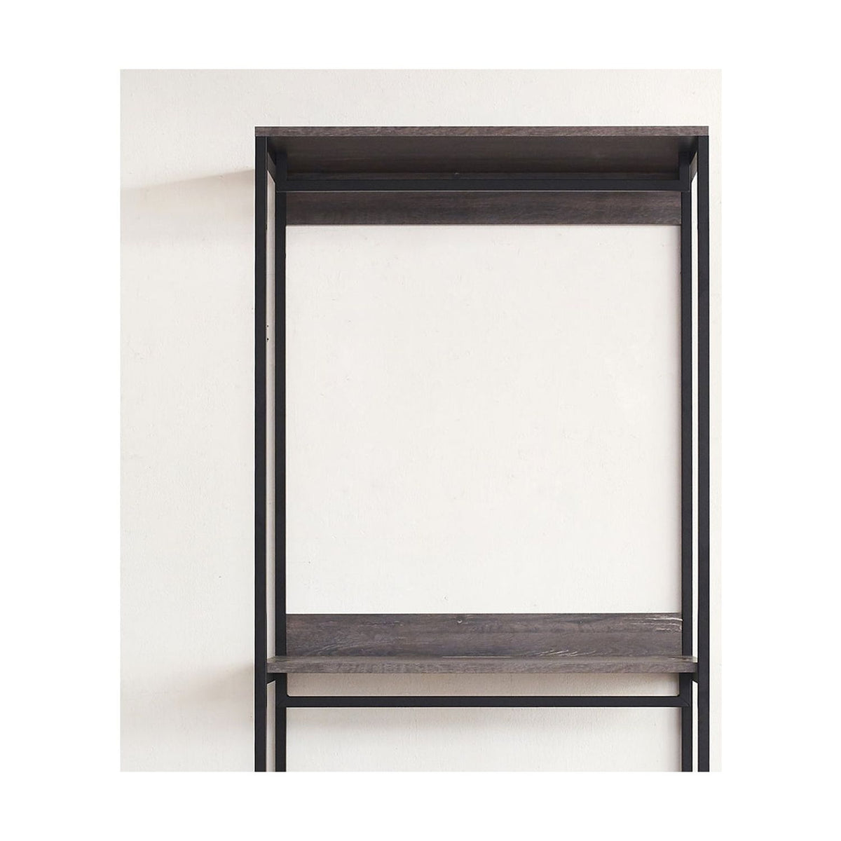 Rustic Gray Wood Walk-in Closet Organizer with Shelf W34786