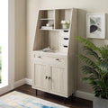 64 Inch Dark Walnut Wood Secretary Hutch Desk W6202
