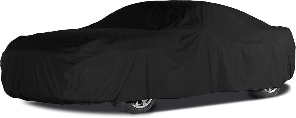 Black Heavy-Duty Polyester Car Cover with Mesh Vent S42783