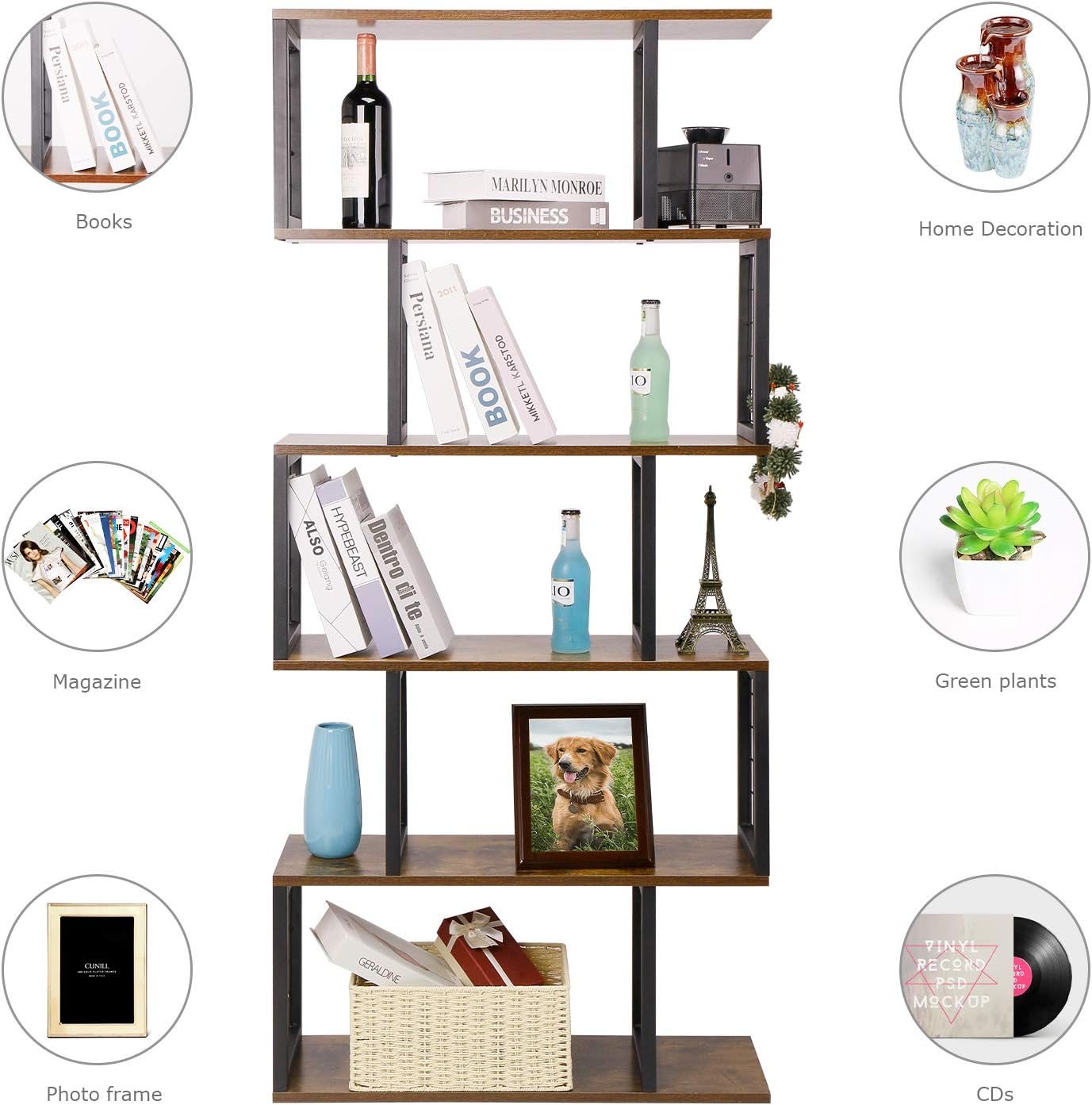5-Tier S-Shaped Bookshelf K66107