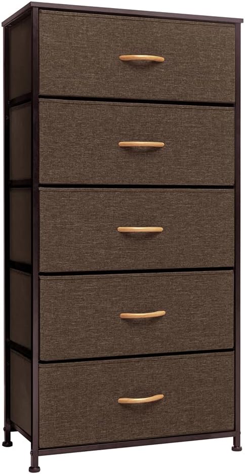 5 Drawers Fabric Dresser with Steel Frame and Wood Top G4663