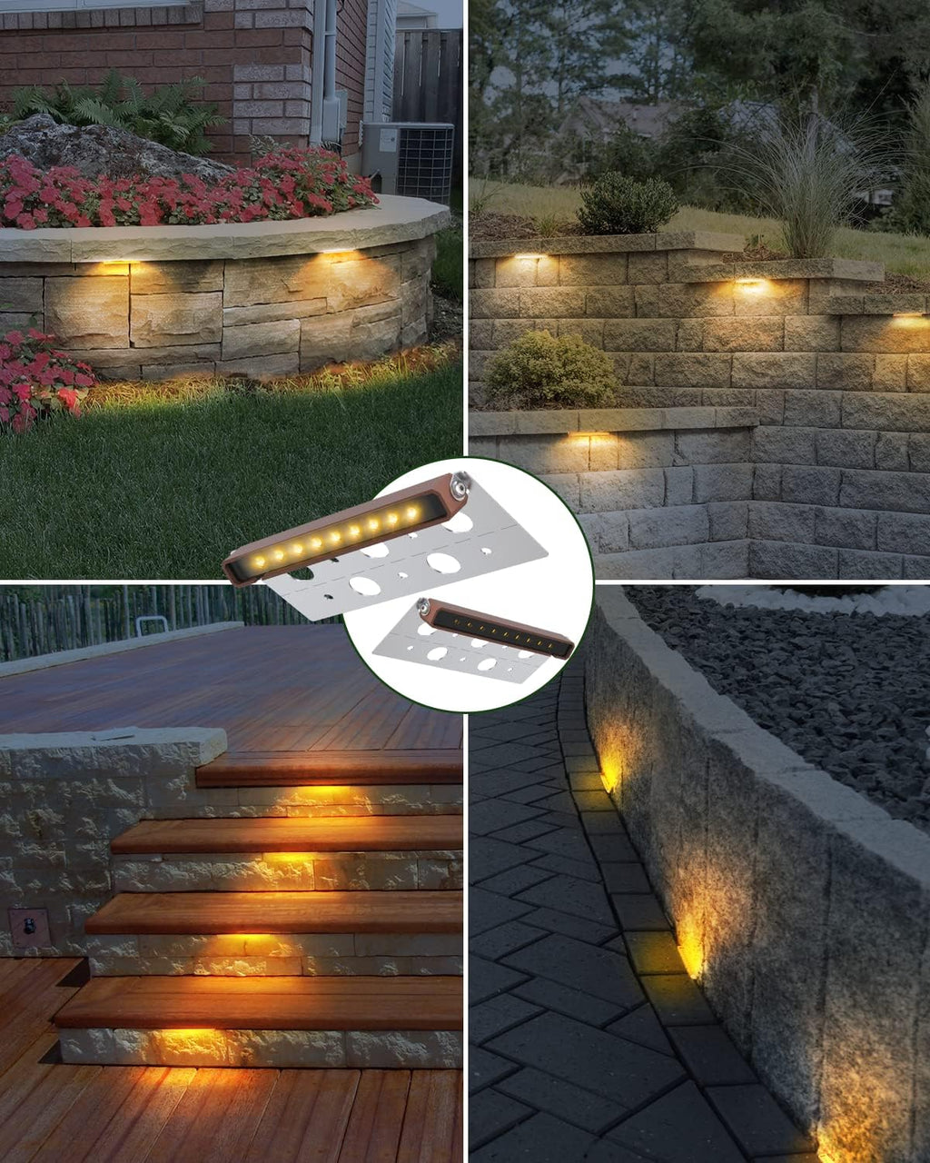 8-Pack 7 Inch LED Hardscape Lighting, IP68 Waterproof, Low Voltage 12-36V AC/DC Landscape Lighting Outdoor Step Lights, 2700K Warm White R9670