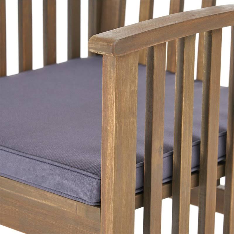 7 Piece Outdoor Acacia Wood Dining Set in Gray and Dark Gray O158