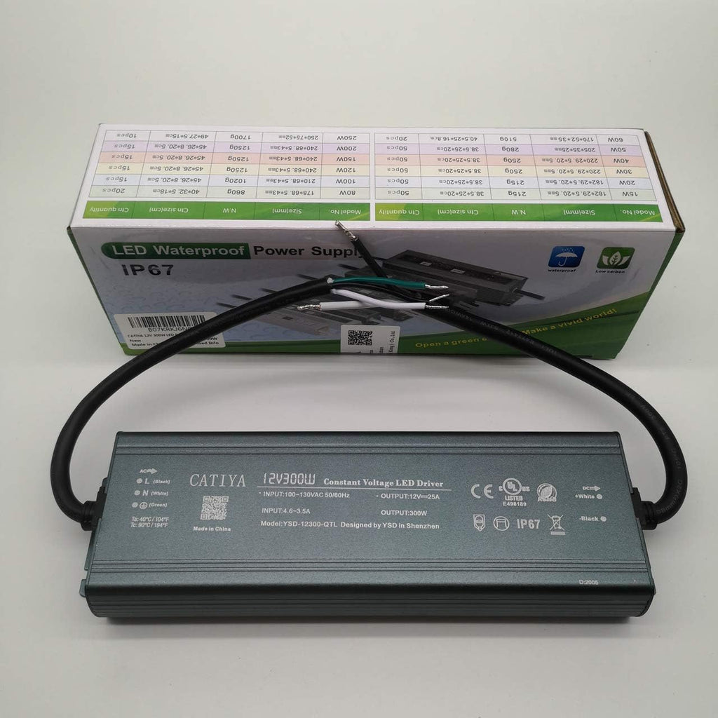 12V 300W LED Driver Transformer, IP67 Waterproof, Pack of 2 G717759