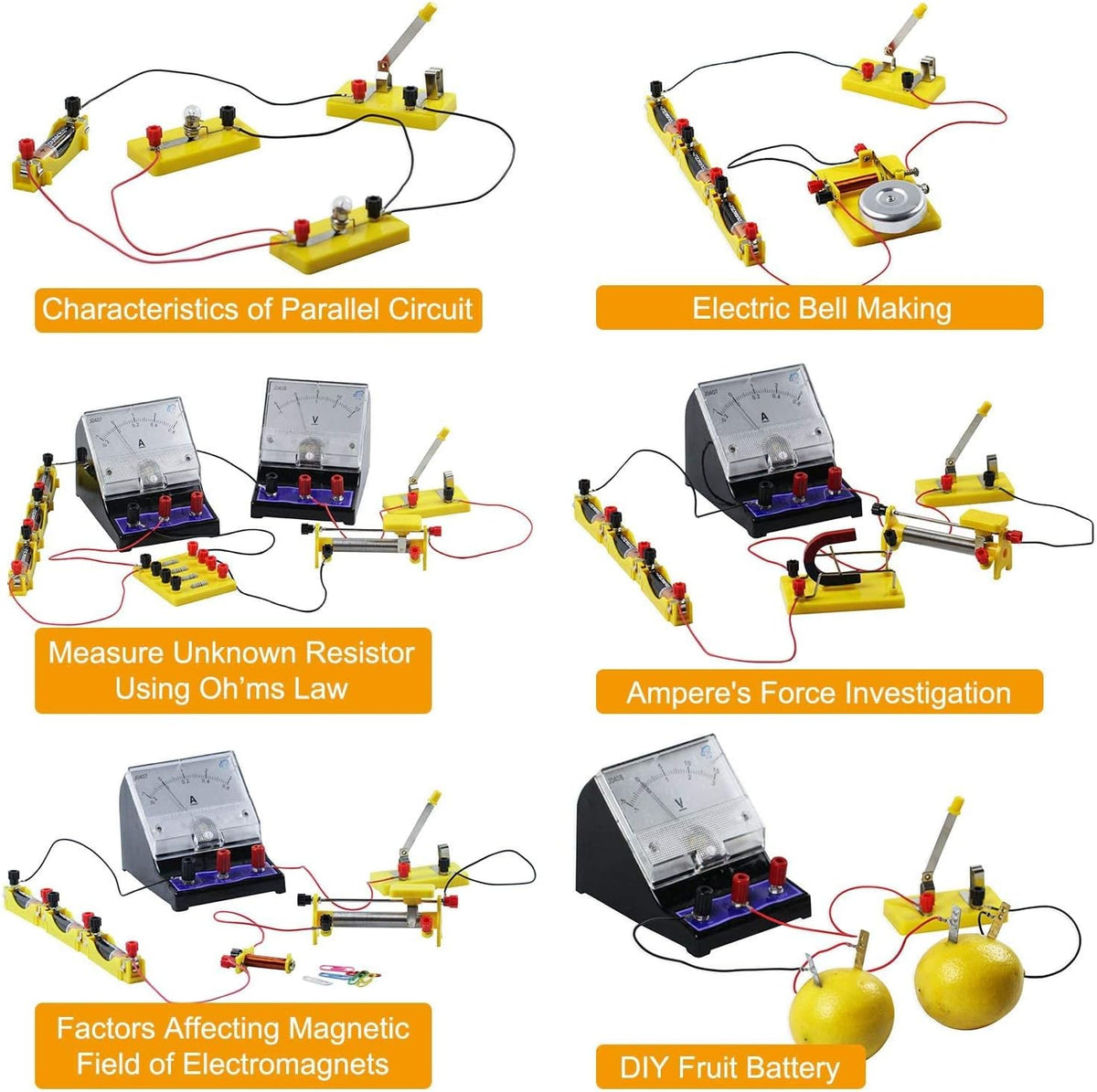 Electricity and Magnetism Experiment Kit for Kids Basic Circuit Learning Set Physics Science Lab Educational Toys Age 8+ Pack of 2 W542