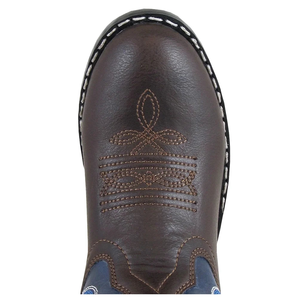 Brown/Navy Kids Western Boots P711
