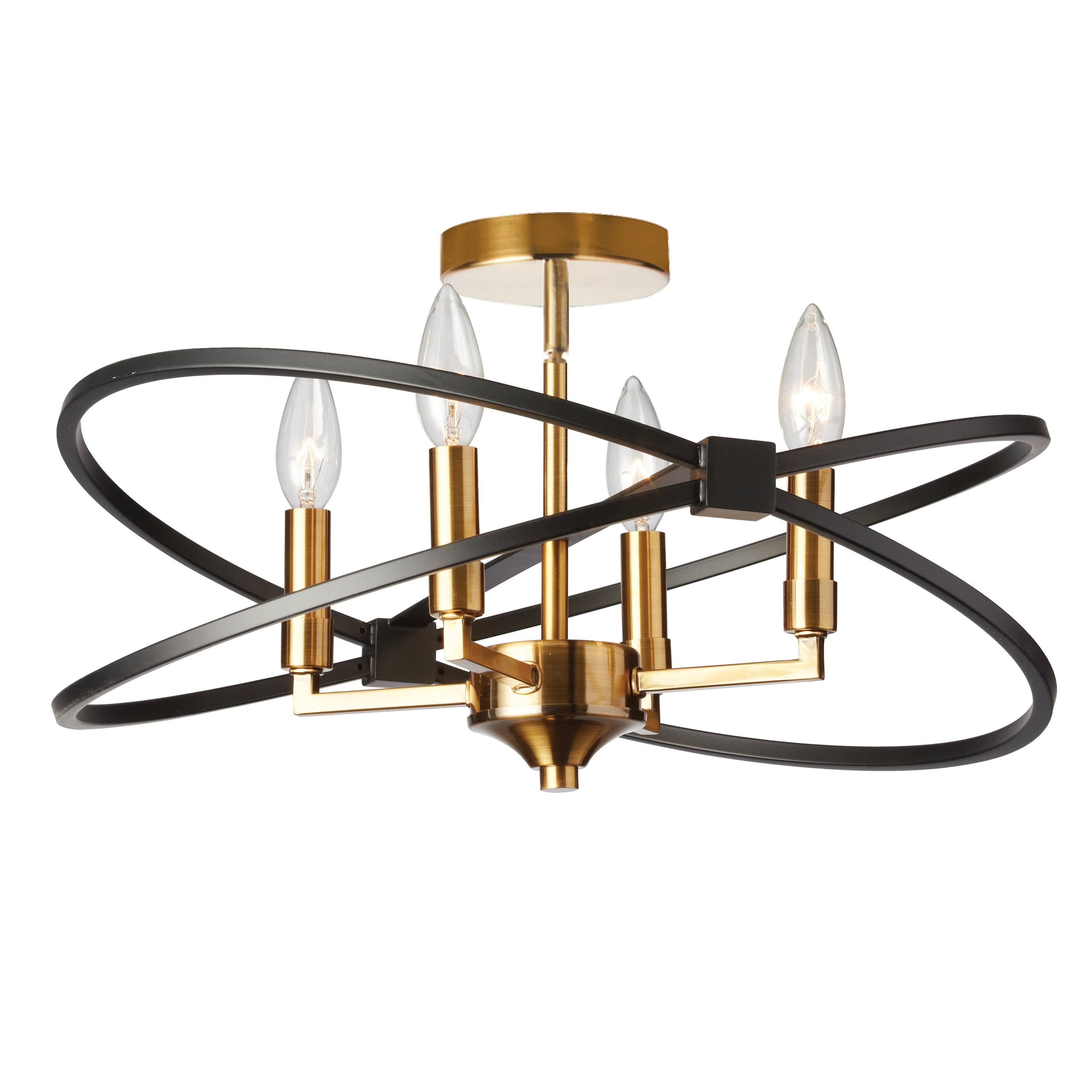 4 Light Semi Flush Vintage Bronze Matte Black V131727