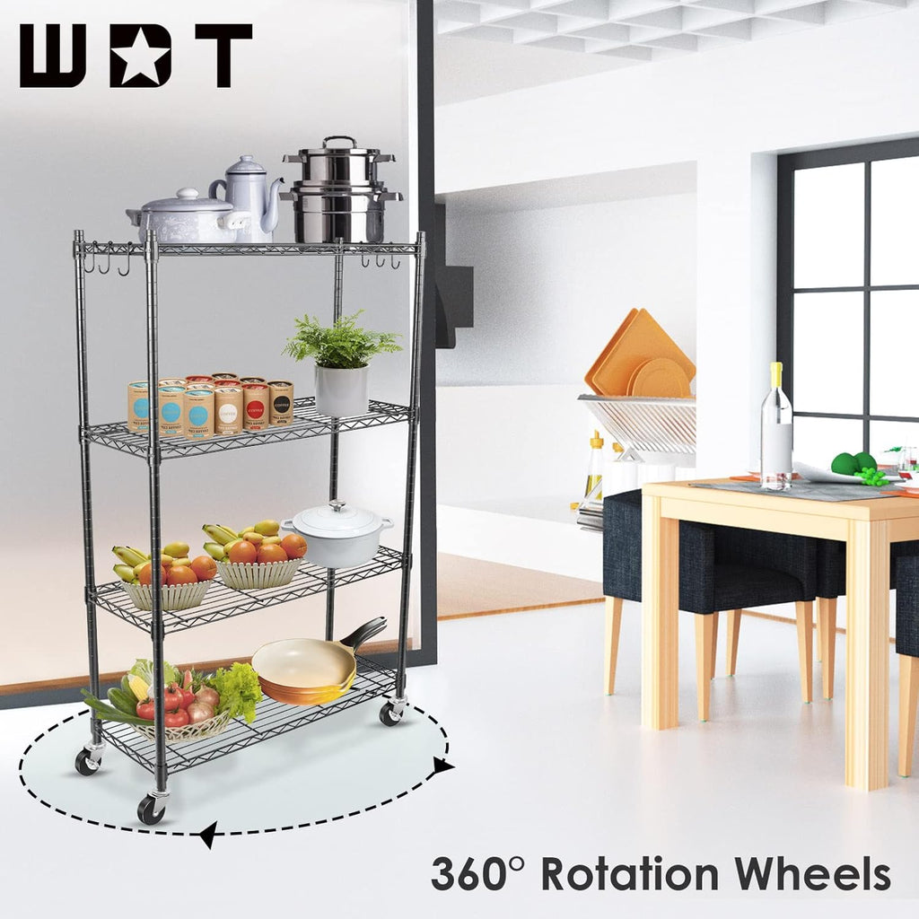 Black Adjustable Heavy Duty Metal Shelving Storage Rack on Wheels Casters G121578