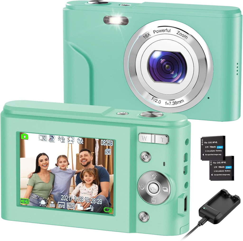 Blue 2.4 Inch FHD 1080P 36MP Compact Digital Camera, Pack of 2 P3910
