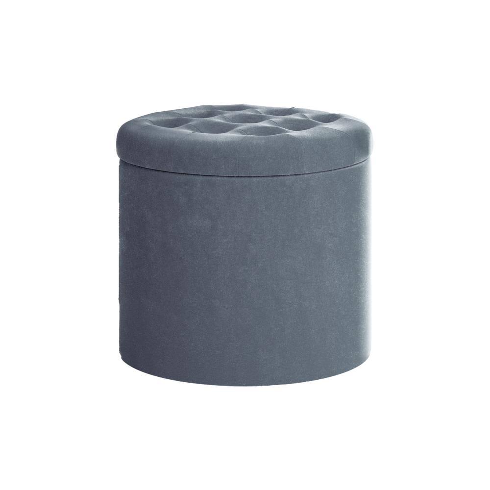 Gray Tweed Storage Ottoman Q328380