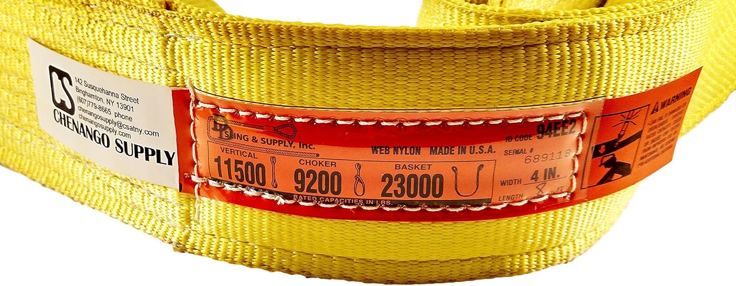 Nylon Lifting Slings, Eye & Eye, 4" x 8', 2 Ply, Pack of 2 R810