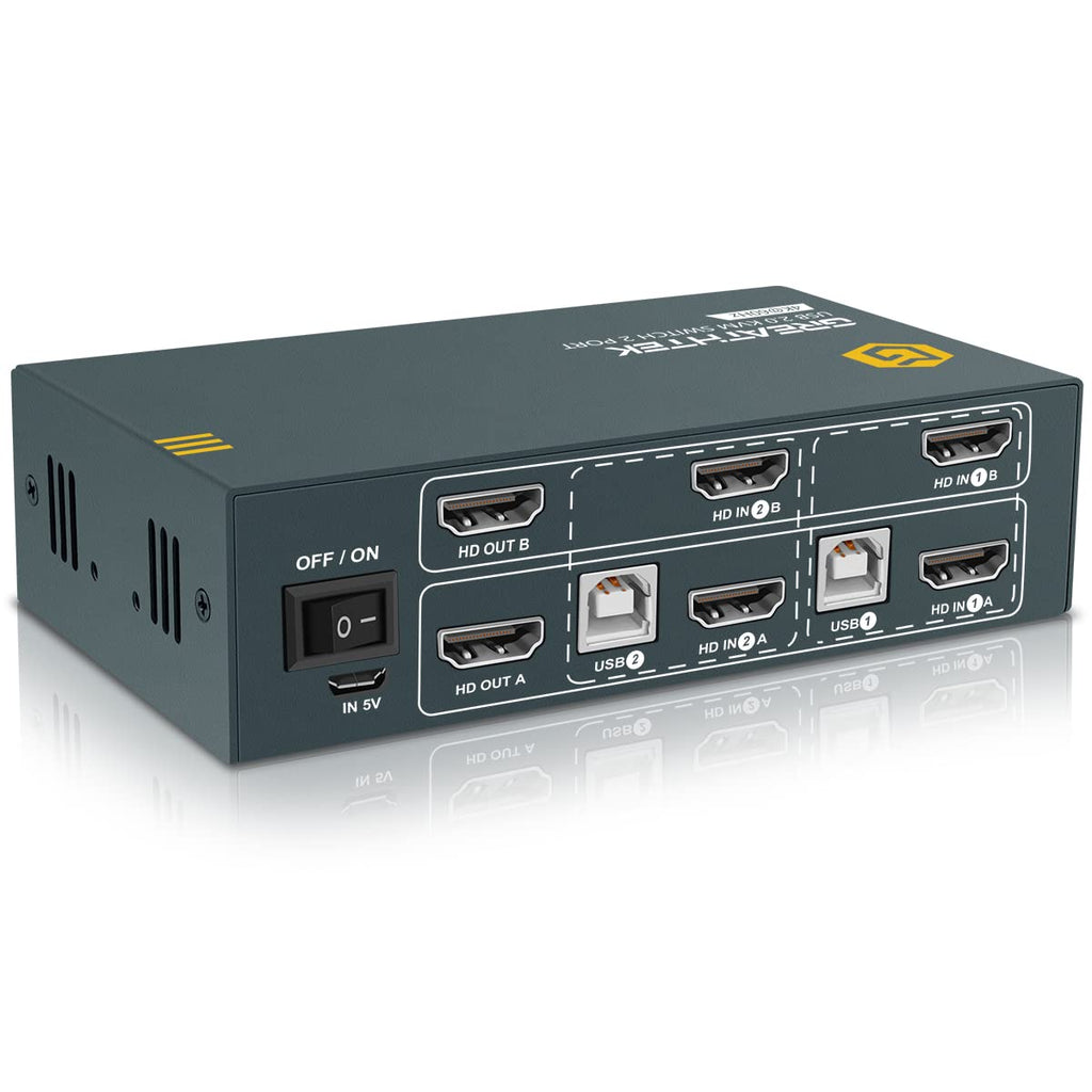 KVM Switch HDMI Dual Monitor 2 Port, UHD 4K@60Hz, with Cables I400989