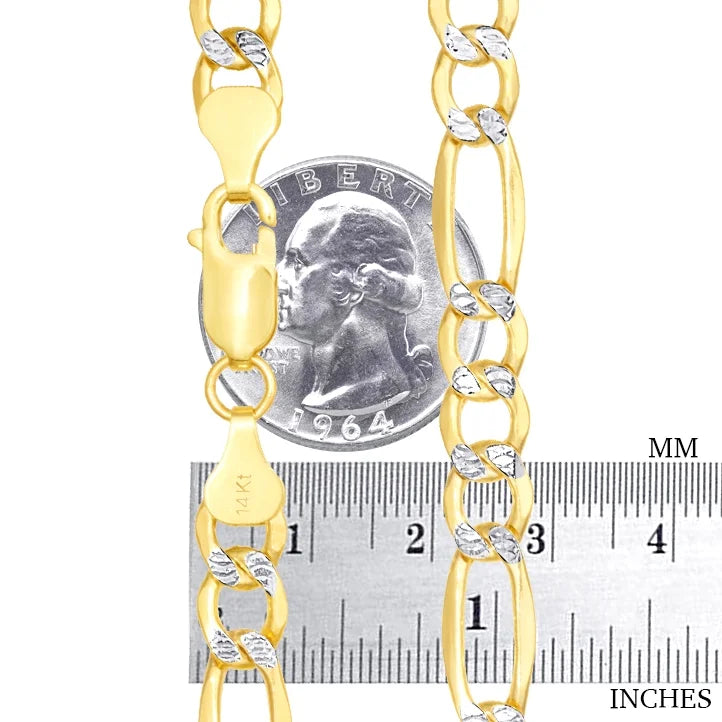 14k Yellow Gold Solid Figaro Chain Necklace 20" - 30" F53753