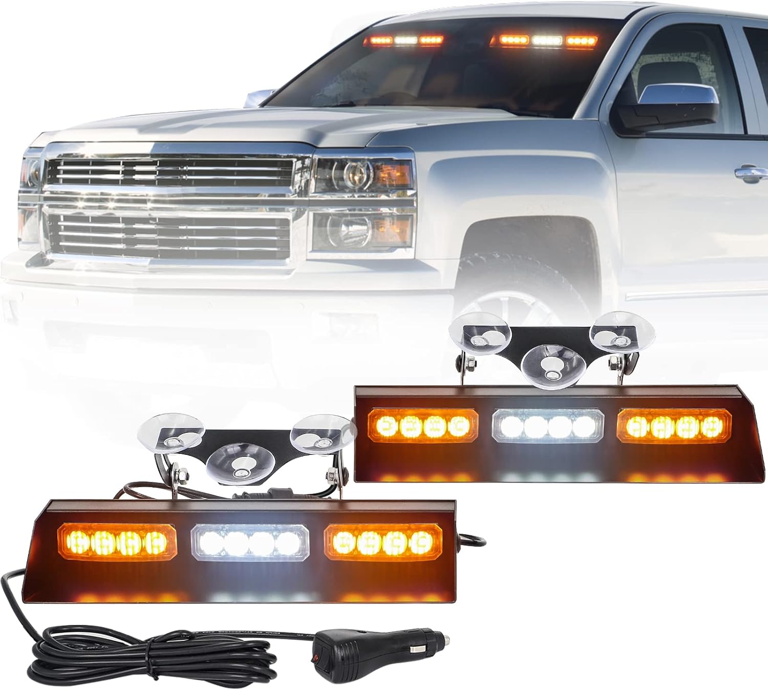 Emergency Strobe Dash Lights Bar, Red/Blue, 2x10", 24 LED, Pack of 2 T4896