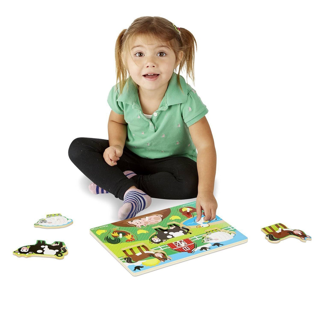 Wooden Peg Puzzle Farm Animals F101