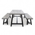 3 Piece Outdoor Acacia Wood Dining Set in Light Gray Z61930