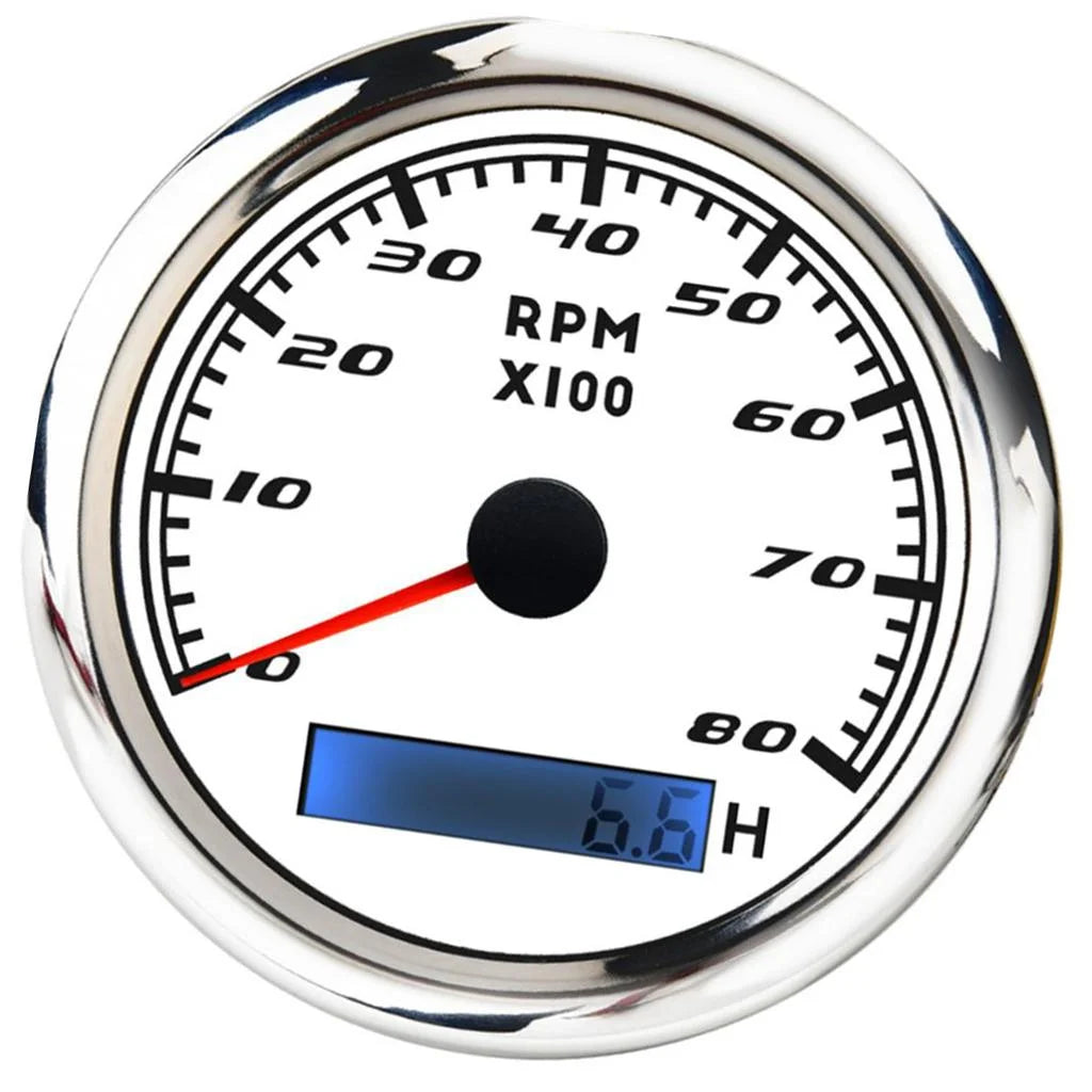 LCD Hour Meter 8-32V 8000 RPM 85mm White K7026