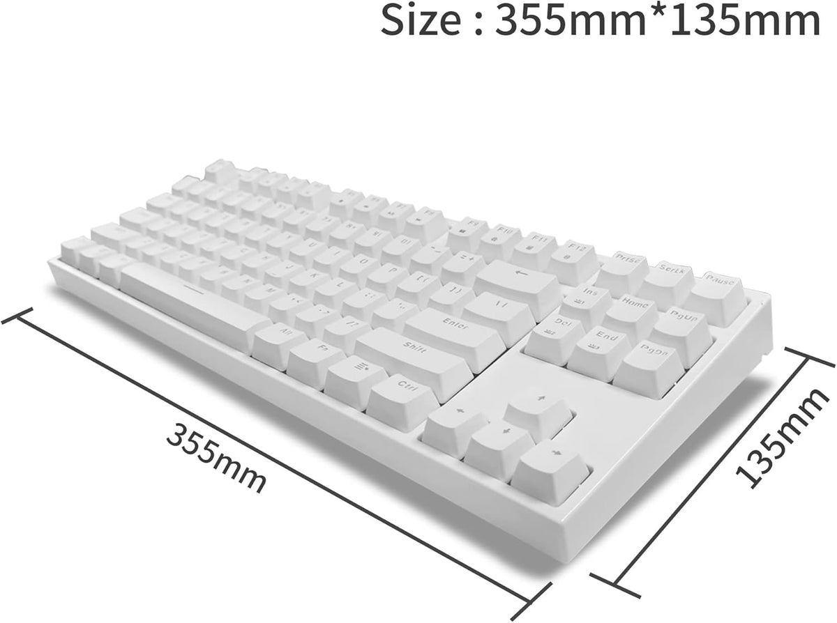 White 87 Keys Wired Mechanical Gaming Keyboard P643