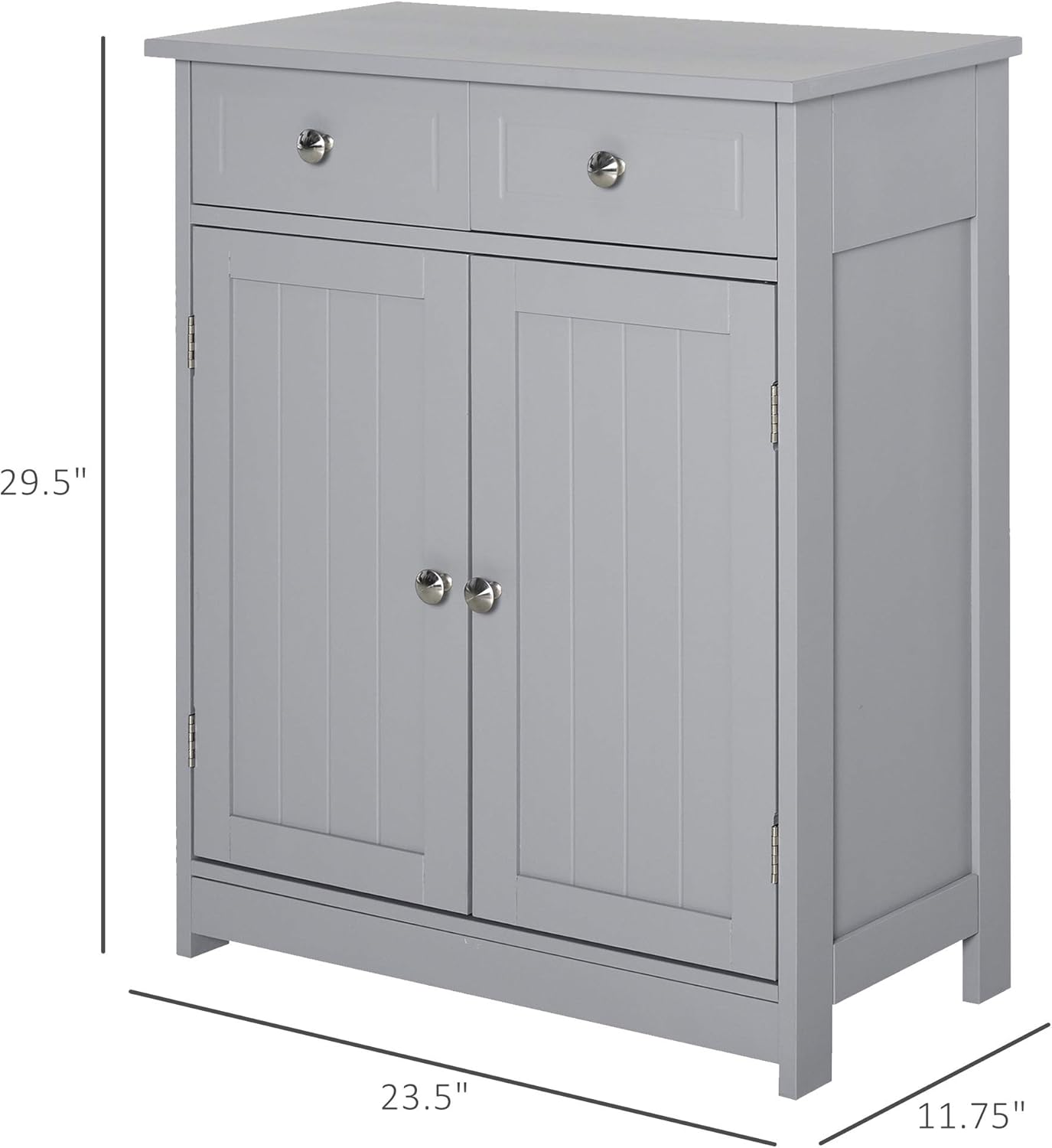 Grey Freestanding Bathroom Storage Cabinet with 2 Door, 2 Drawers, Adjustable Shelf Z31398