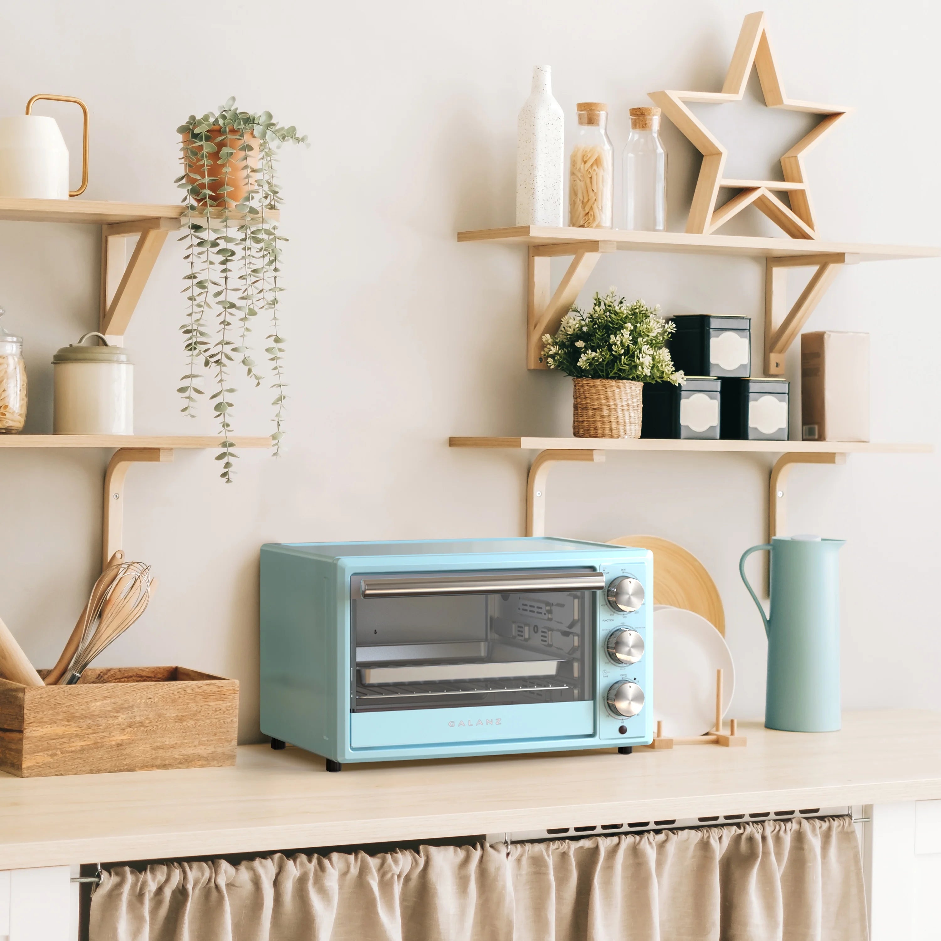 Blue Retro Toaster Oven with Convection, 1500W, 0.9 Cu.Ft W660273