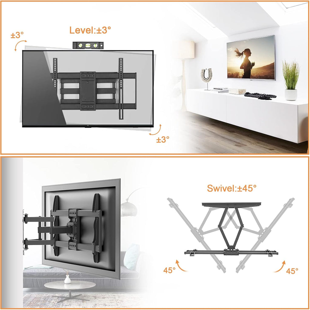 Full Motion TV Wall Mount Bracket, Dual Articulating Arms, Max VESA 600x400mm, Pack of 2 U326