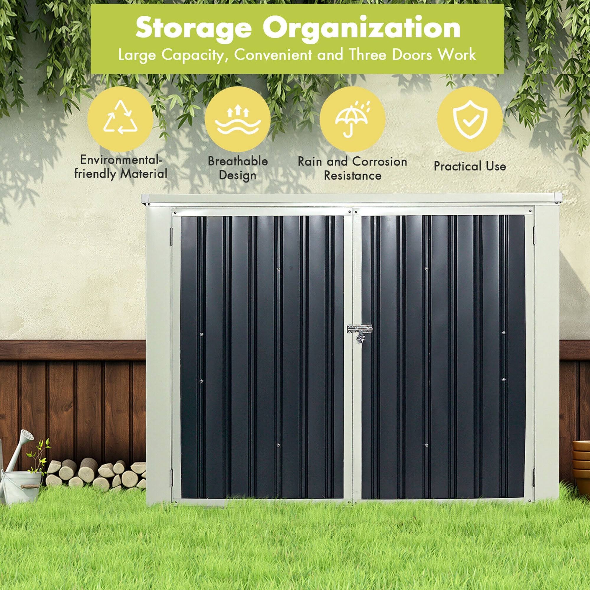 Grey Horizontal Storage Shed 68 Cubic Feet A174