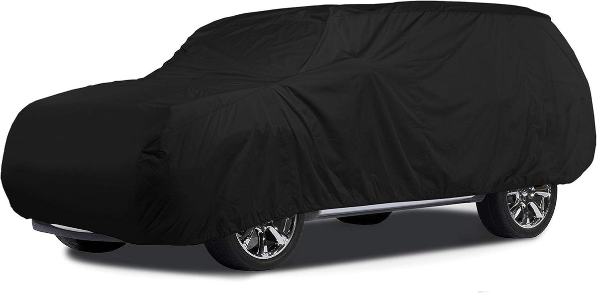 Black Heavy-Duty Polyester Car Cover with Mesh Vent S42783