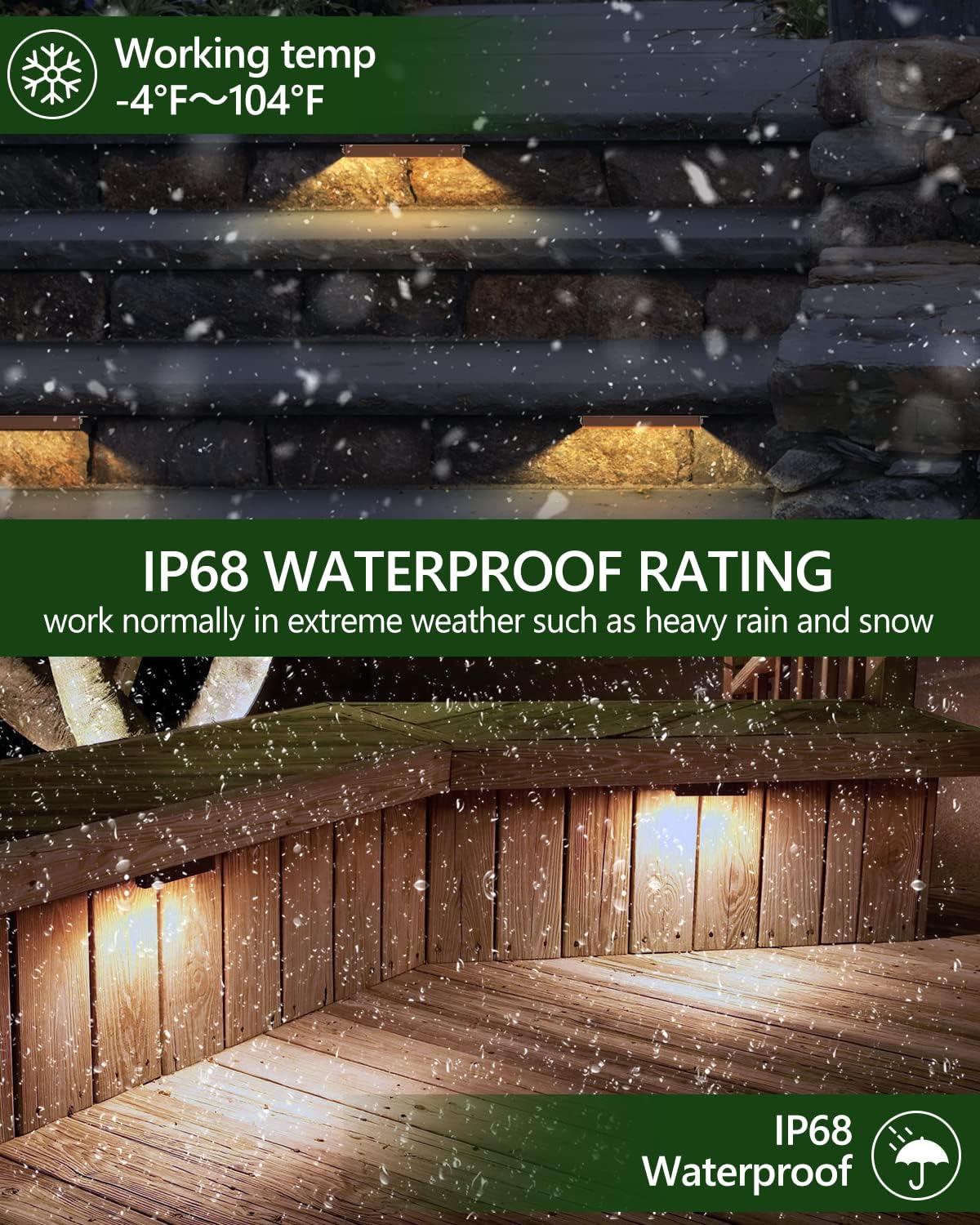 8-Pack 7 Inch LED Hardscape Lighting, IP68 Waterproof, Low Voltage 12-36V AC/DC Landscape Lighting Outdoor Step Lights, 2700K Warm White R9670