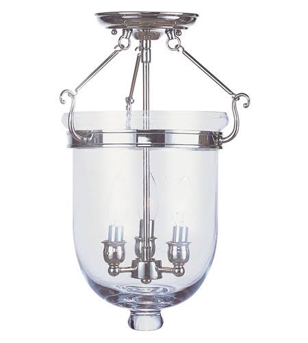 Semi Flush Mount 3 Light Clear Glass Polished Nickel I917