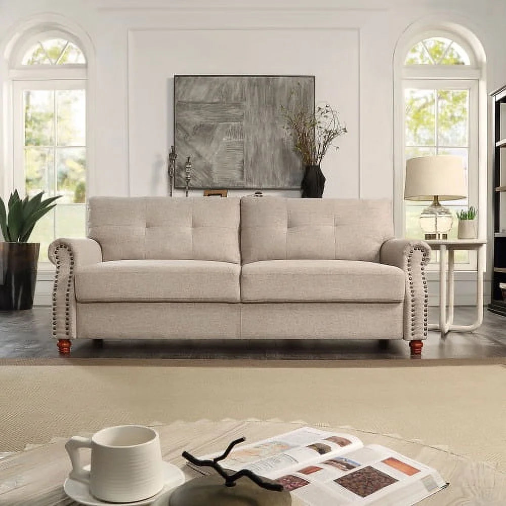 Linen Upholstered 2 Seater Couch with Storage G424