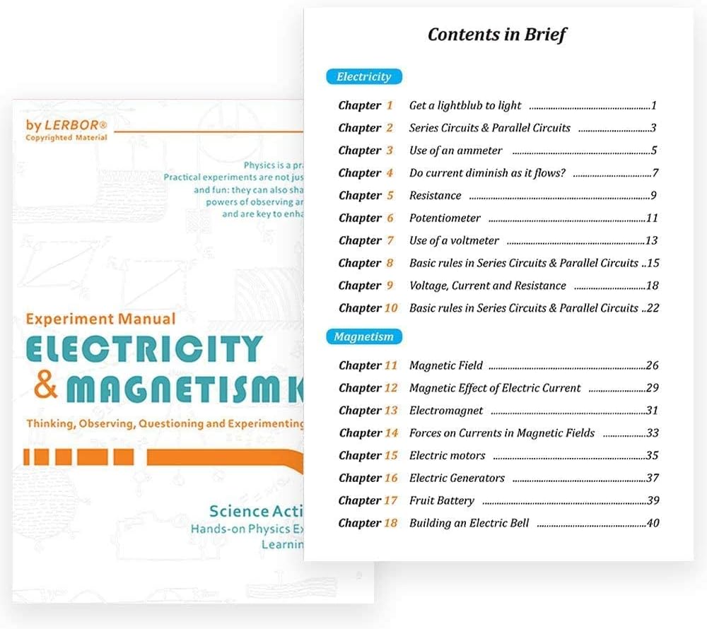 Electricity and Magnetism Experiment Kit for Kids Basic Circuit Learning Set Physics Science Lab Educational Toys Age 8+ Pack of 2 W542