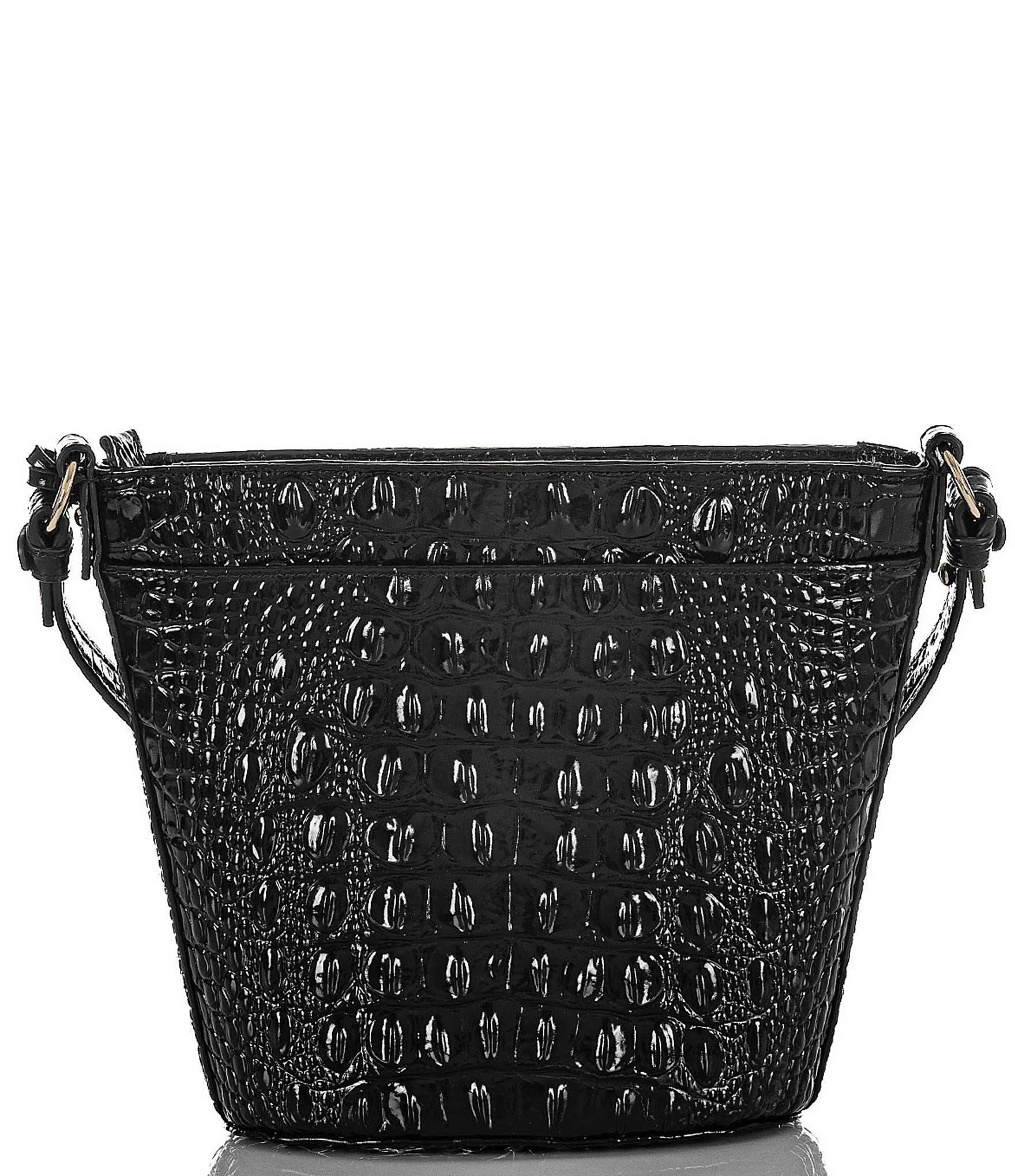 Pecan/Gold Embossed Leather Mini Crossbody P4492