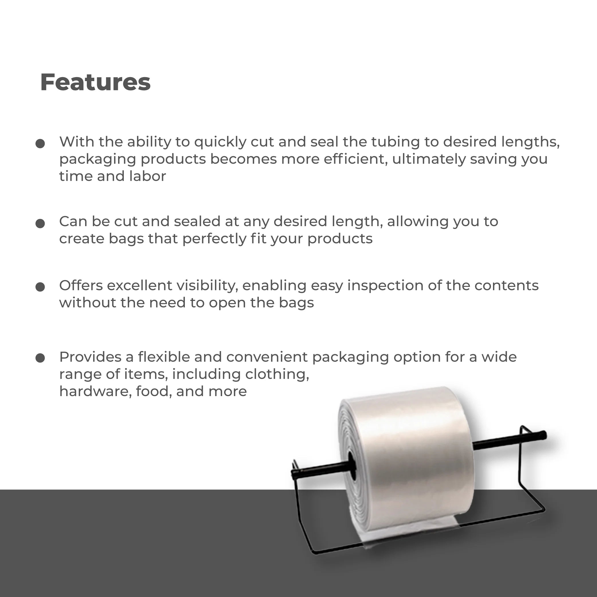 Clear Lay Flat Poly Tubing 4 Inch x 1000 Feet, 6 Mil L207662