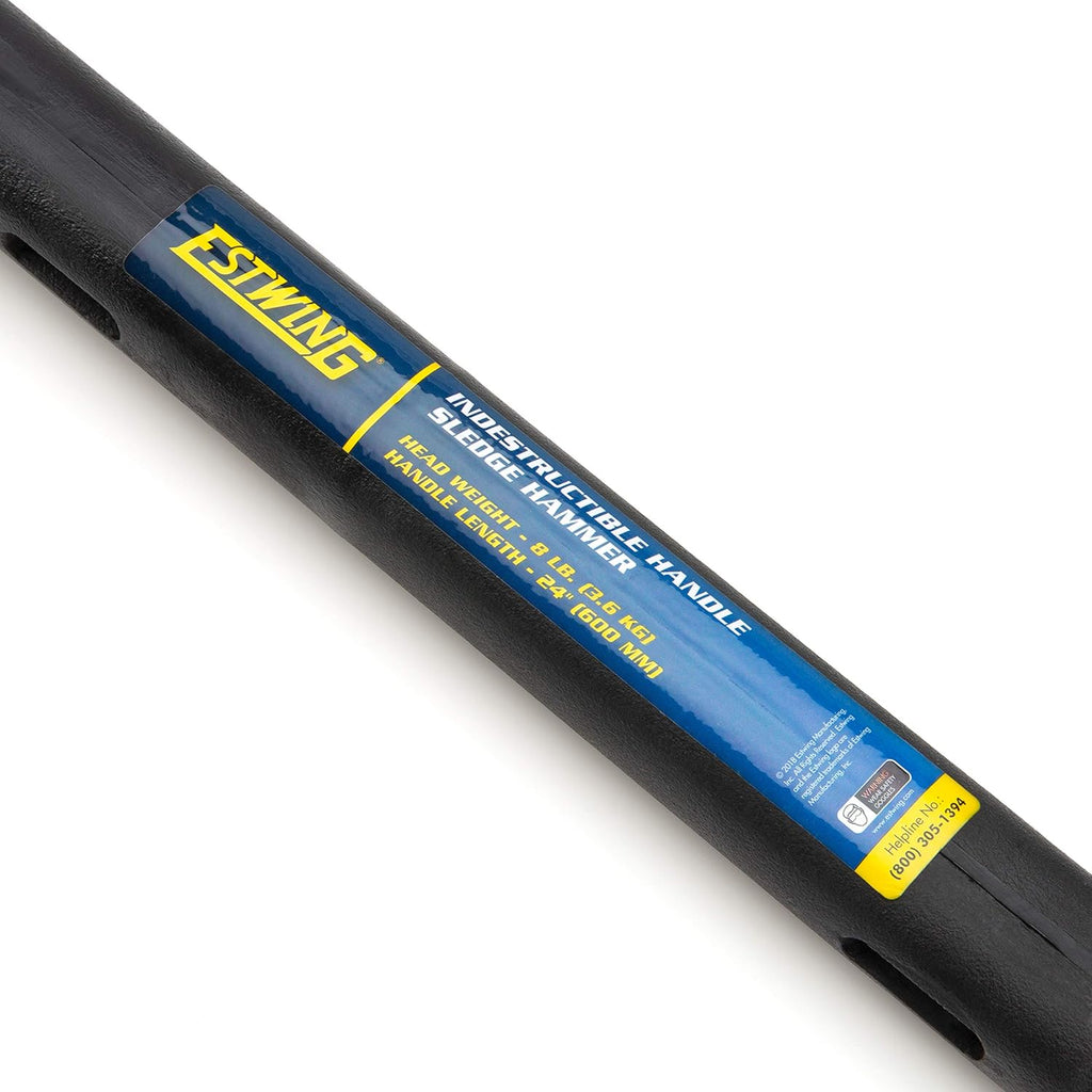 8-Pound Hard Face Sledge Hammer with Vulcanized Rubber Overlay J93384