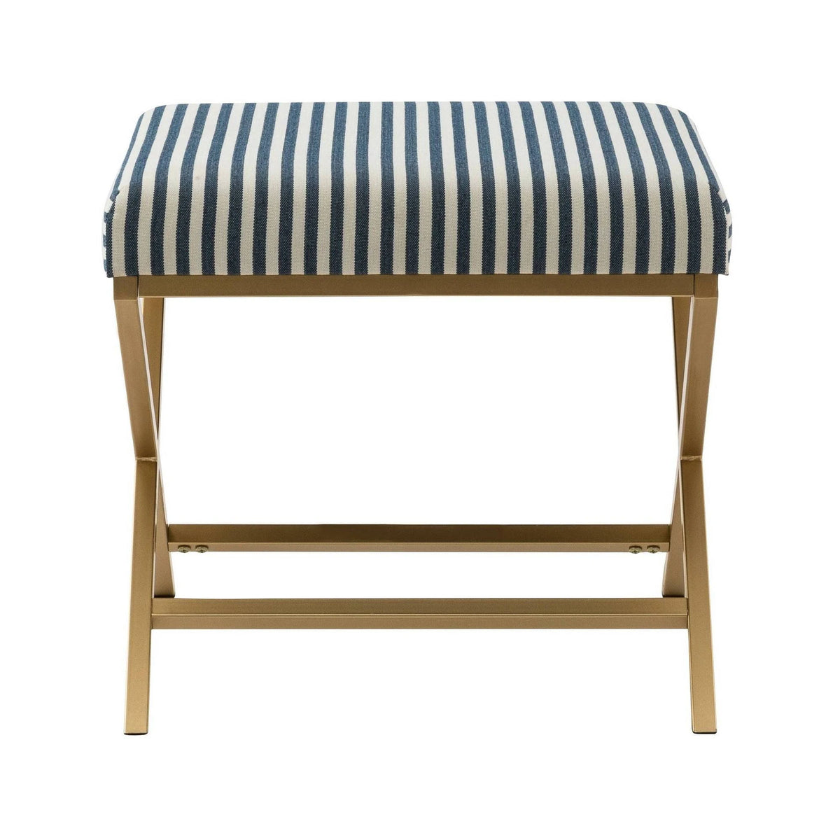 Navy Striped Square Ottoman N7401