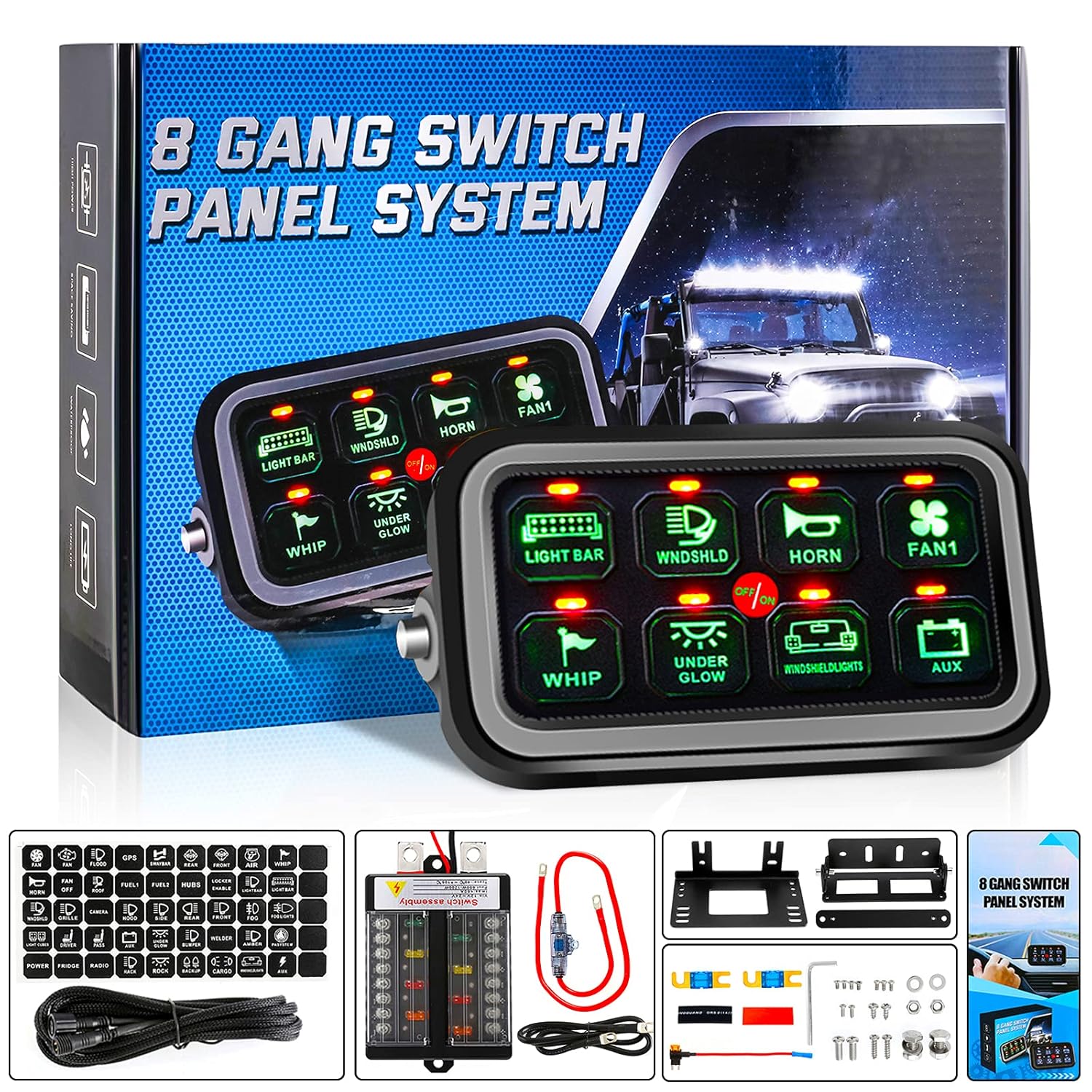 8 Gang Switch Panel with Solid State Relay B948