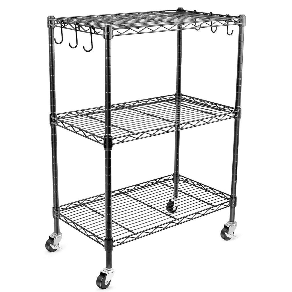 Black Adjustable Heavy Duty Metal Shelving Storage Rack on Wheels Casters G121578