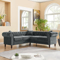 Gray Velvet Button Tufted L-shaped Sofa D53191