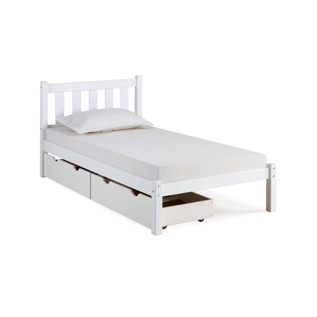 White Twin Bed with Storage Drawers R933