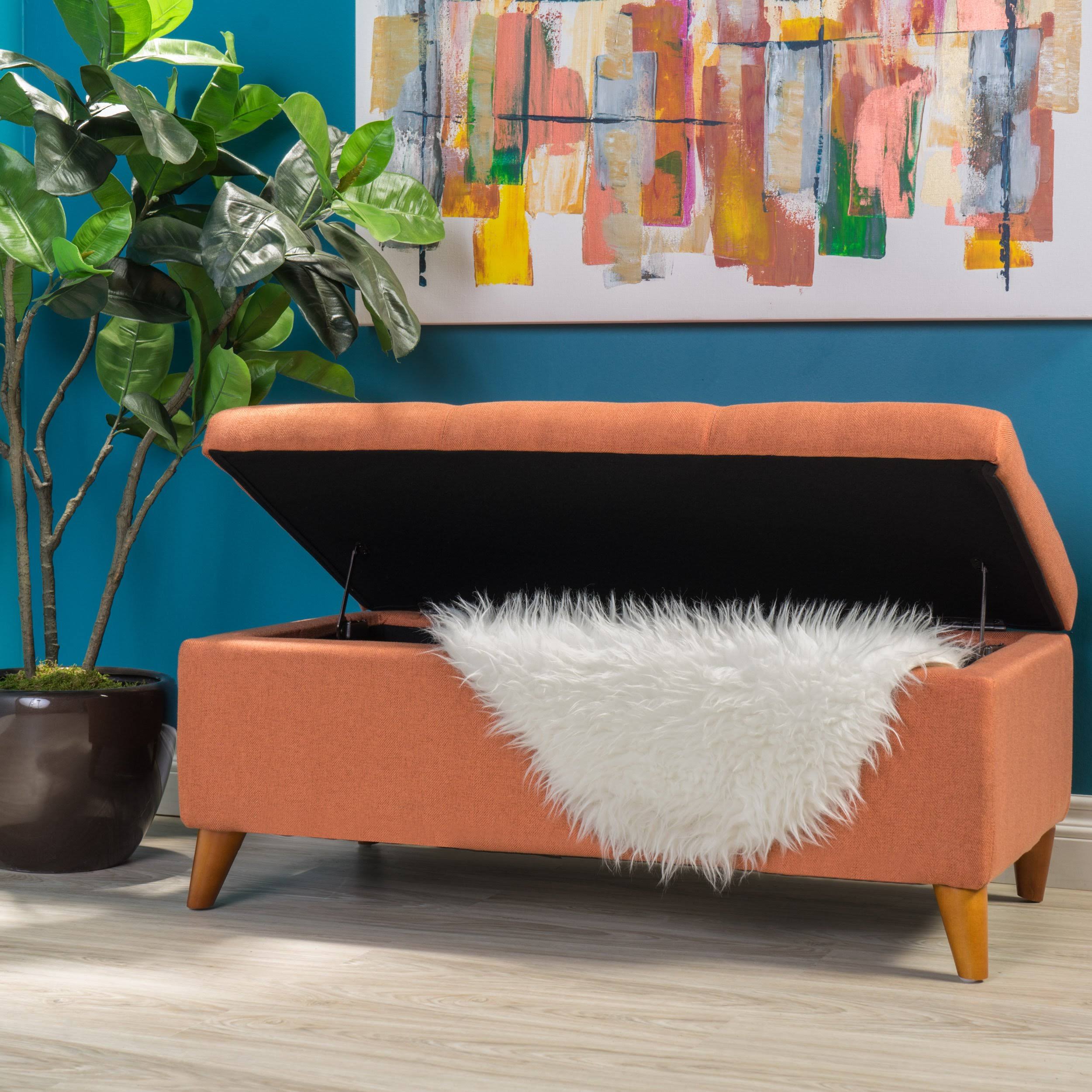 Orange Fabric Storage Ottoman I11515