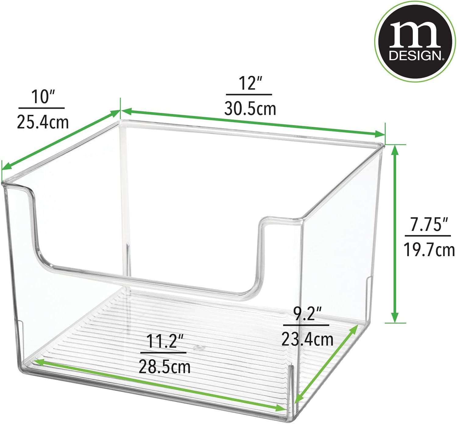 Clear Plastic Open Front Storage Organizer Bin Basket, 6 Pack M3108