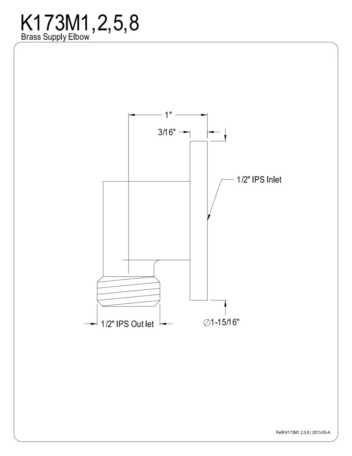 Polished Chrome Wall Mount Supply Elbow F688