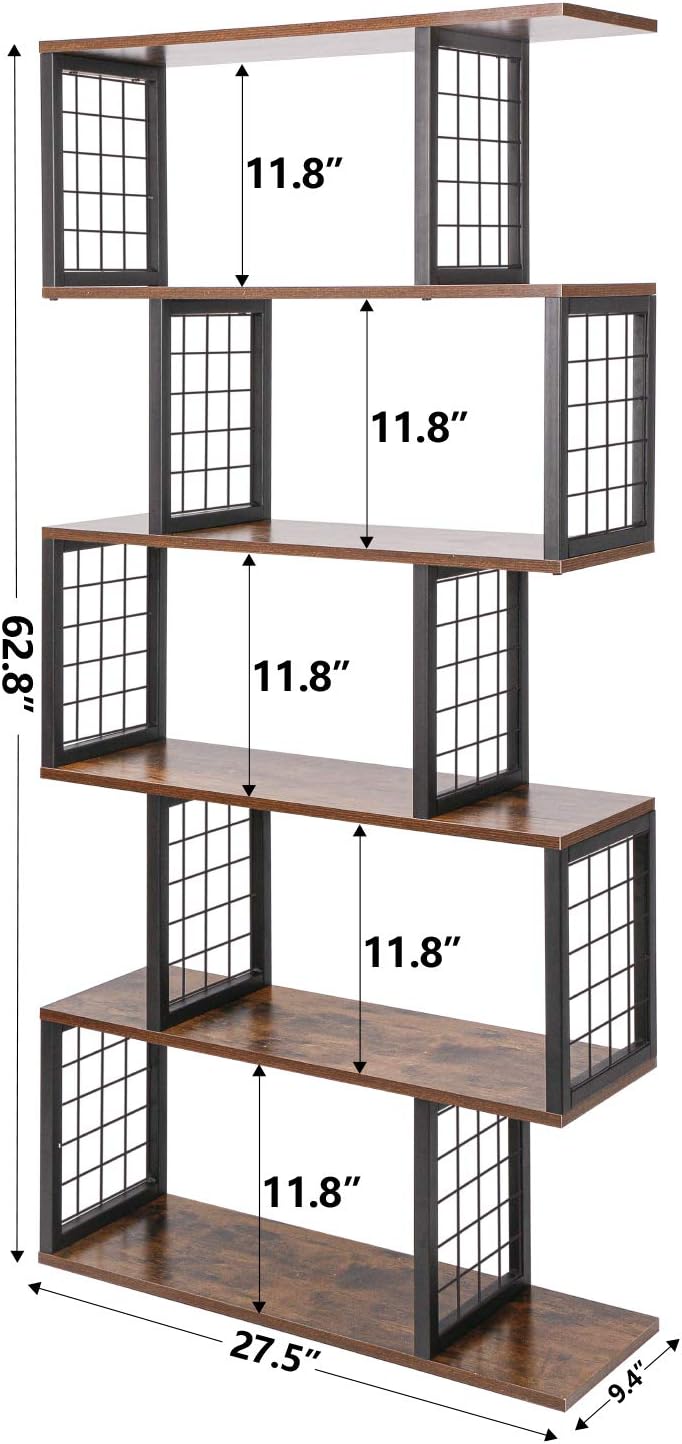 5-Tier S-Shaped Bookshelf K66107