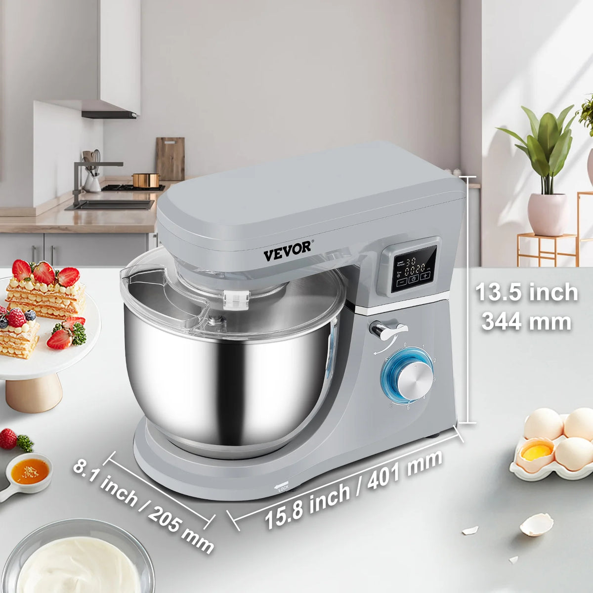 Stand Mixer 7.4Qt Electric Dough Mixer with 6 Speeds LCD Screen 660W Z33315