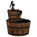 2-Tier Barrel Waterfall Fountain with Electric Pump G164003