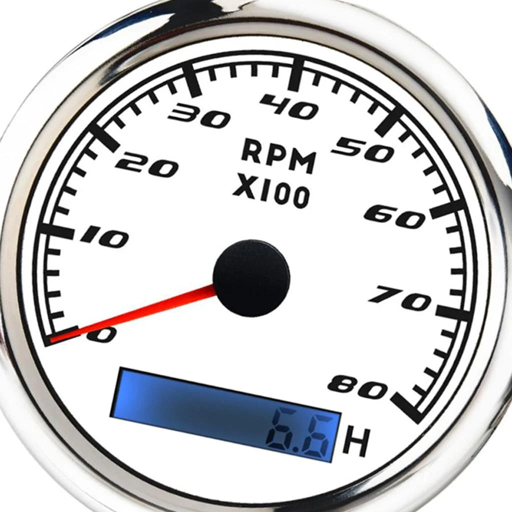 LCD Hour Meter 8-32V 8000 RPM 85mm White K7026