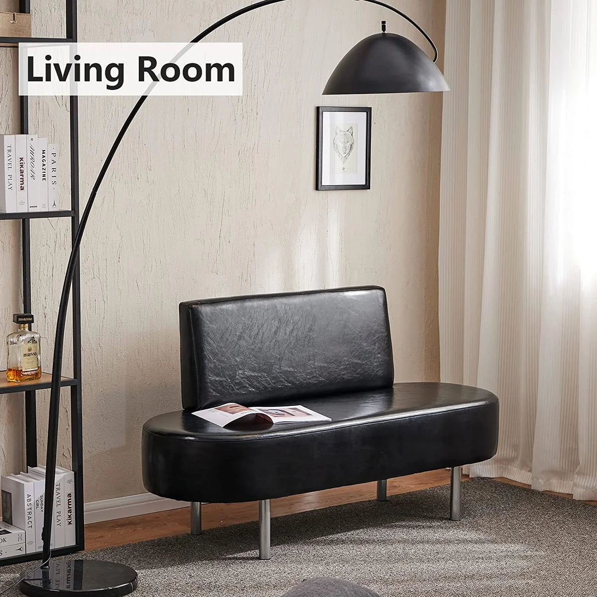 Black/Red Waiting Room Bench with Backrest L4758